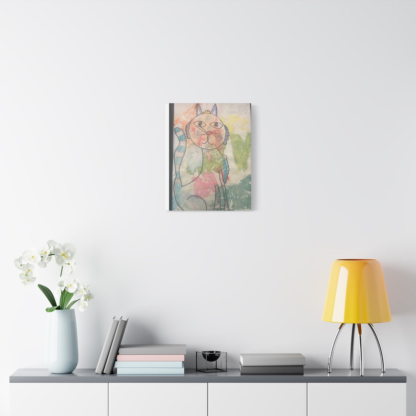 1 Canvas Wall Art - 'Creation by CHARLETTE' 1990s Colorful Cat Design